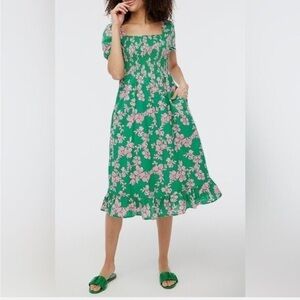 J Crew Cotton Floral Midi Dress